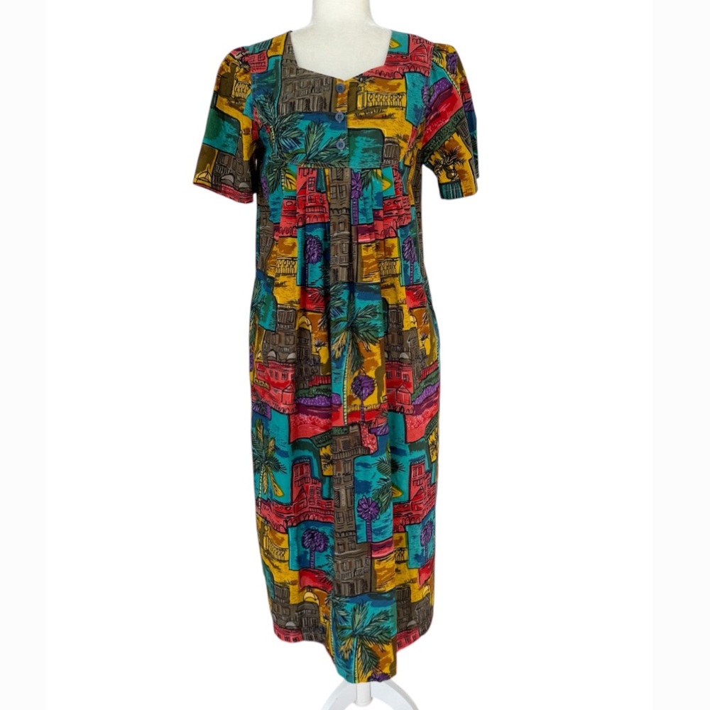 Fundamentals Colorful Housedress Lounge Dress Muu… - image 1